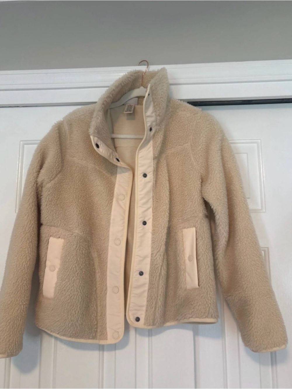 L.L.Bean Women’s Sherpa Fleece Jacket Small Cream Snap Front High Pile